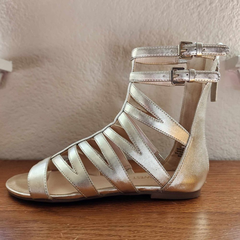 Nine West Gold Gladiator Sandals - Size 5